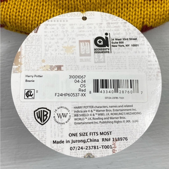 Harry‎ Potter Gryffindor Hogwarts School of Magic Unisex Winter Beanie One Size - Picture 5 of 11